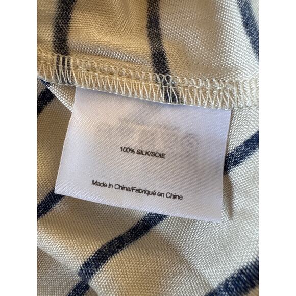 Tory Burch 100% Silk Cream Navy Stripe Signature Dress Small - Picture 10 of 13